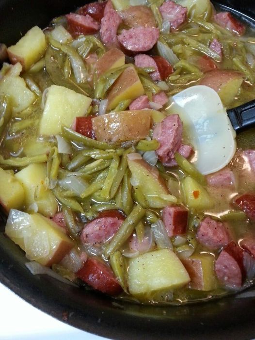 Crockpot Ham Green Beans and Potatoes