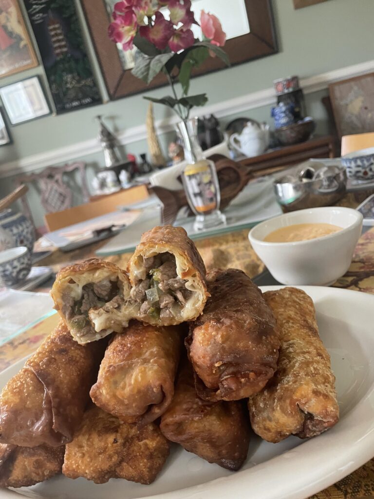 Philly cheesesteak egg rolls