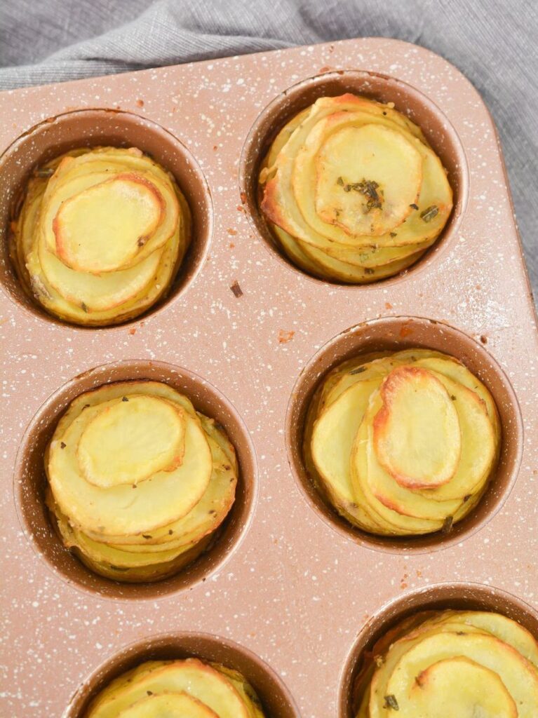 Sliced Potatoes in a Muffin Tin