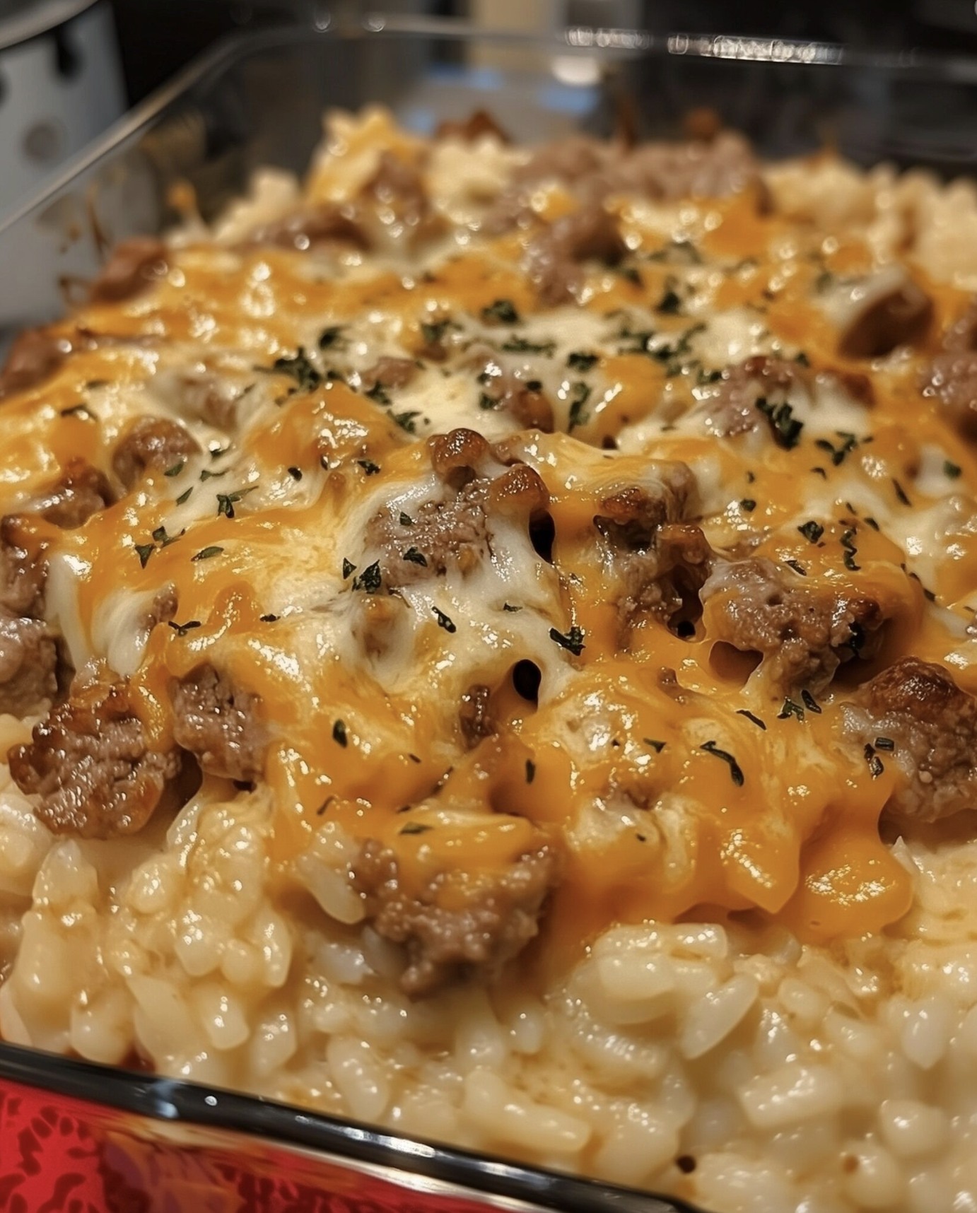 Cheesy Ground Beef and Rice Casserole