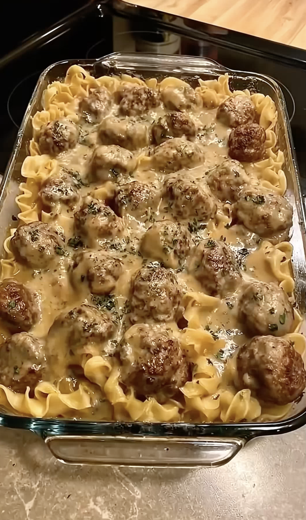 Swedish Meatball Noodle Bake