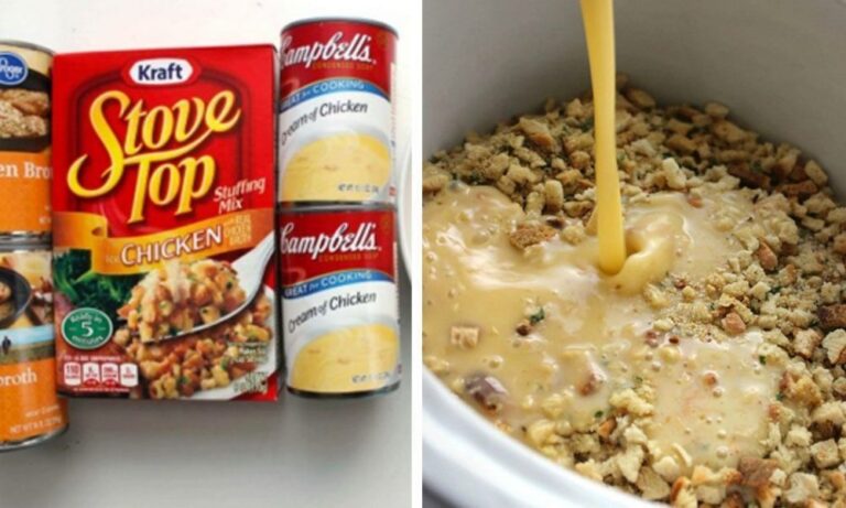 Easy Slow Cooker Chicken and Stuffing