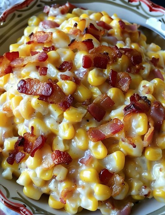 Slow Cooker Cheddar Corn with Bacon
