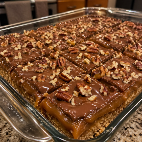 Caramel Chocolate Crunch Bars