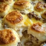 Biscuits and Gravy with Sausage and Egg Breakfast Casserole