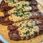 Juicy Steak with Creamy Garlic Sauce
