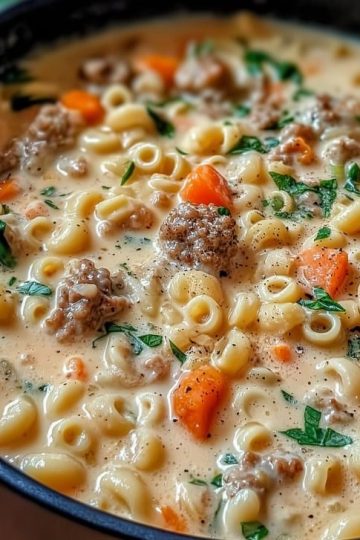 Creamy Parmesan Italian Sausage Ditalini Soup