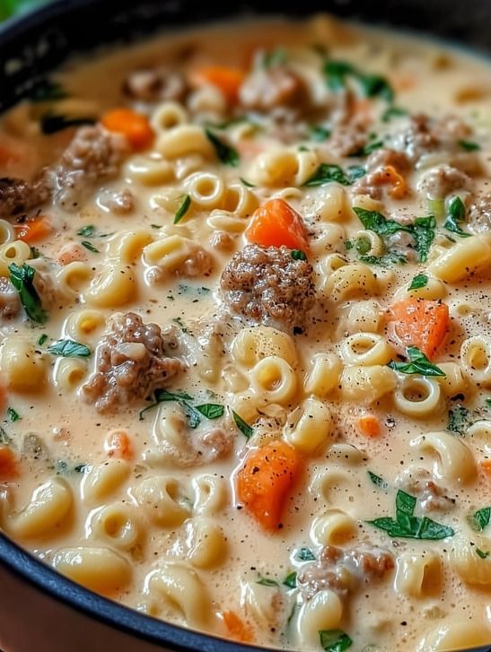 Creamy Parmesan Italian Sausage Ditalini Soup