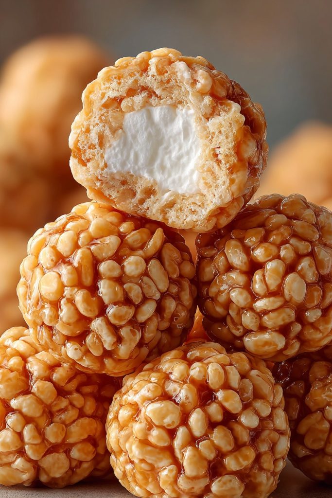 Caramel Marshmallow Rice Krispie Balls
