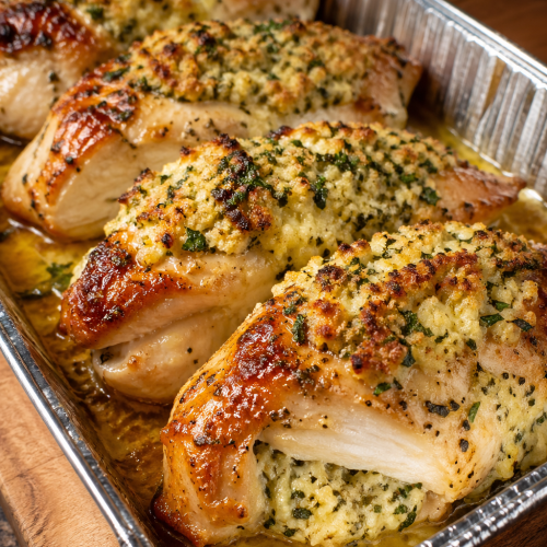 4-Ingredient Chicken and Stuffing Bake