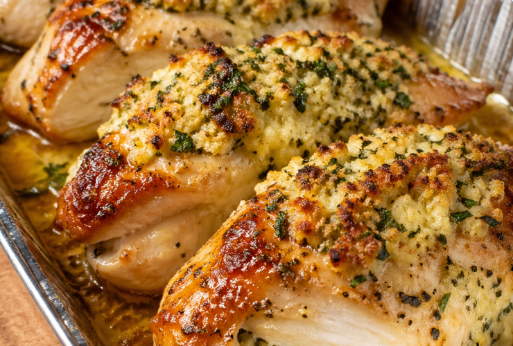 4-Ingredient Chicken and Stuffing Bake