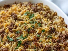 Cheesy Hamburger and Rice Bake
