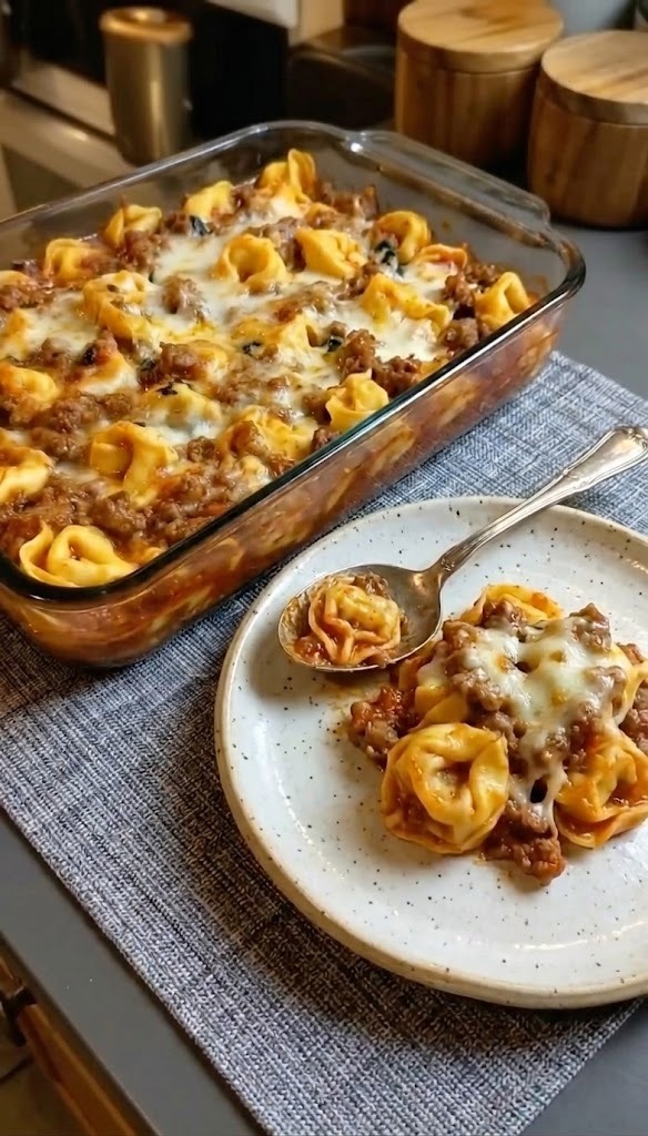 Cheesy Baked Tortellini Casserole