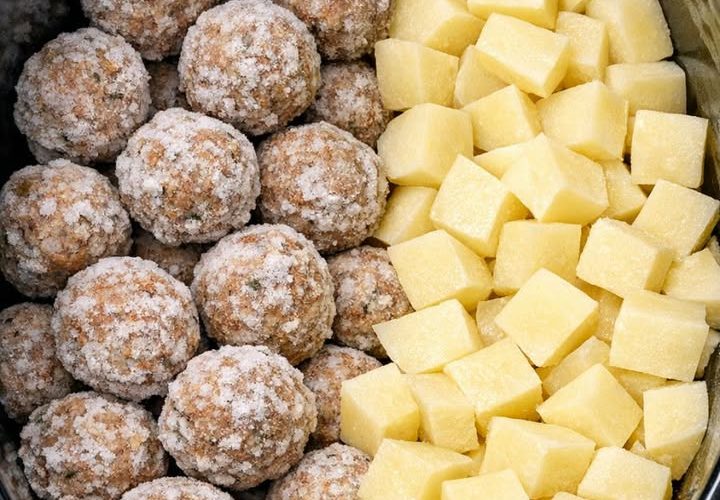 Slow Cooker Meatball and Potato Stew