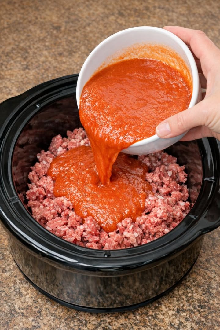 Slow Cooker Amish Country Tomato Beef Casserole