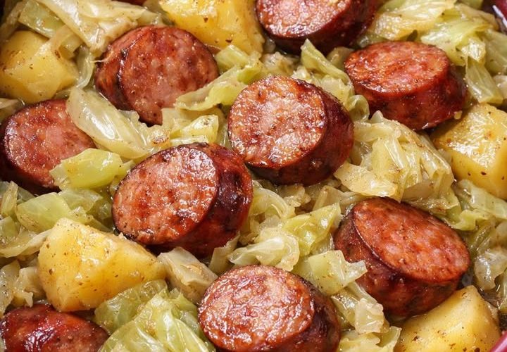 Slow Cooker 4-Ingredient Sausage and Cabbage