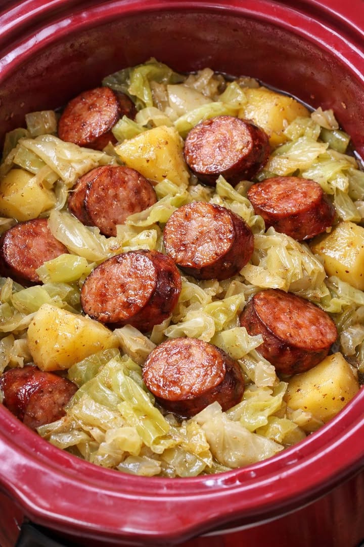 Slow Cooker 4-Ingredient Sausage and Cabbage