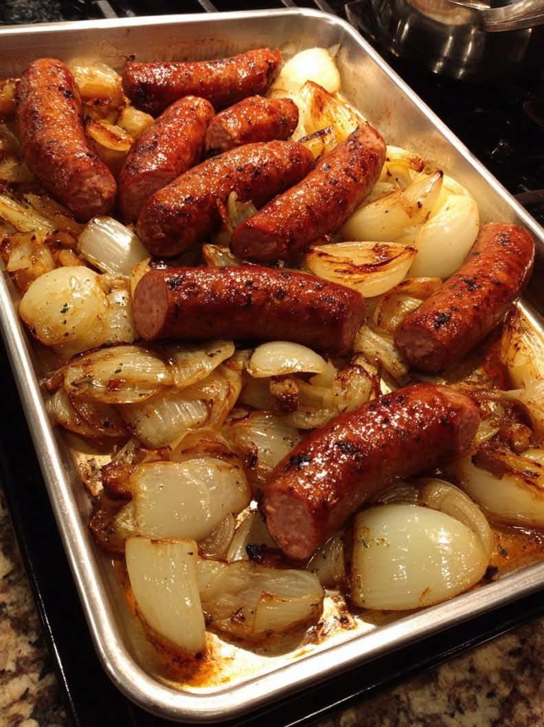 Smoky Glazed Sausage & Fried Onions