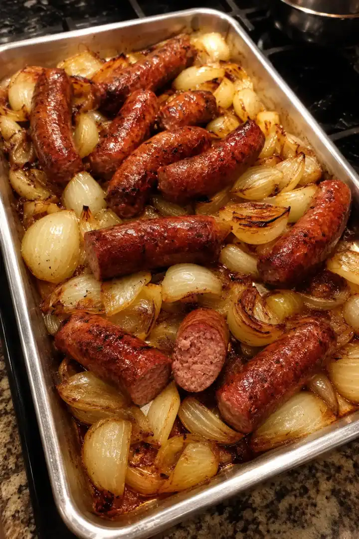 Smoky Glazed Sausage & Fried Onions