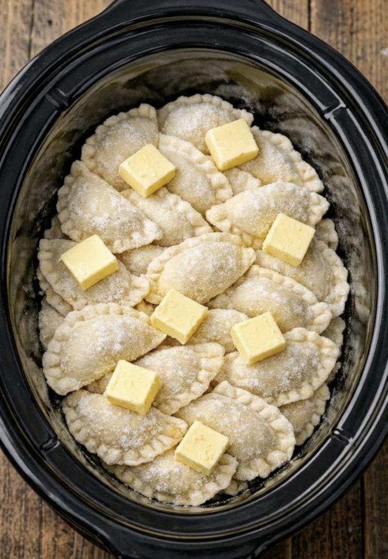 Crockpot Pierogi Casserole with Kielbasa