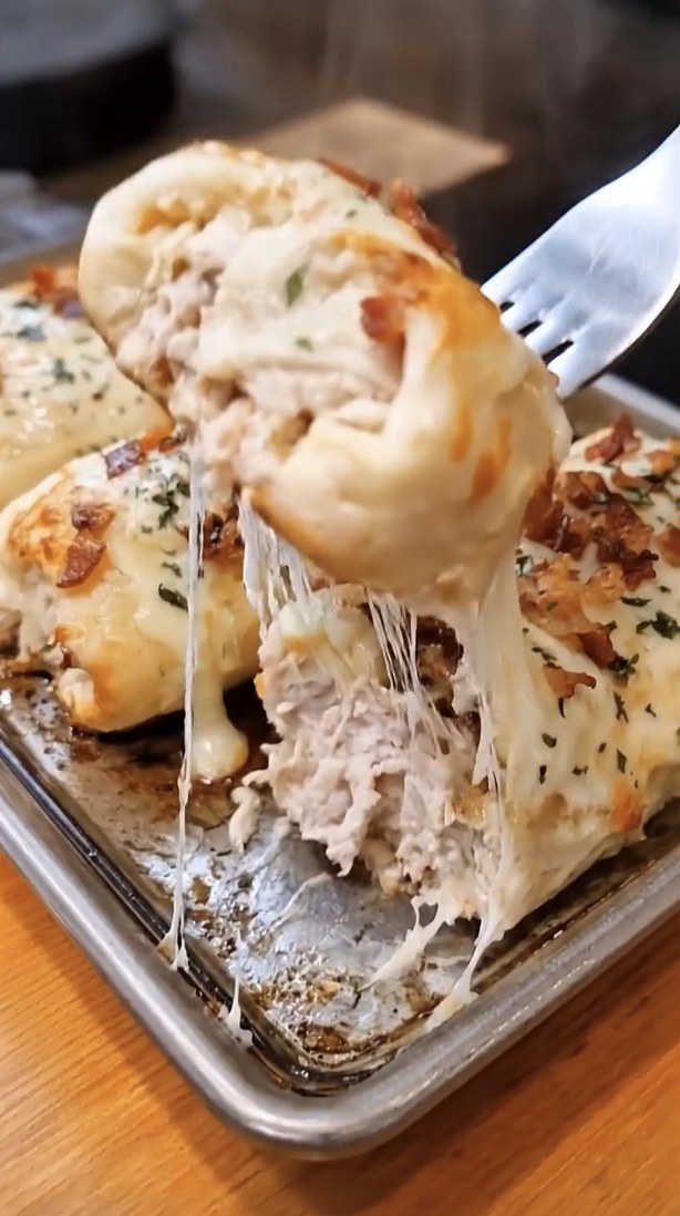 Loaded Bacon Chicken Alfredo Stuffed Breadstick Bombs