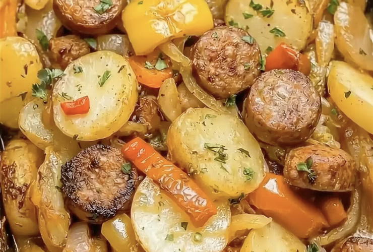 Sausages with Oven-Roasted Potatoes and Peppers