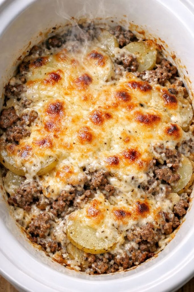 Slow Cooker 4-Ingredient Hamburger Potato Casserole