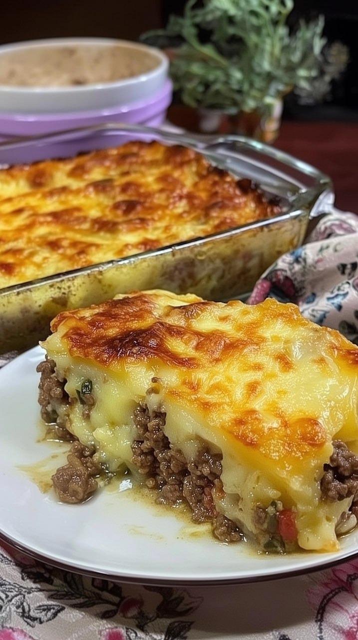 Meatloaf with Mashed Potatoes and Cheese