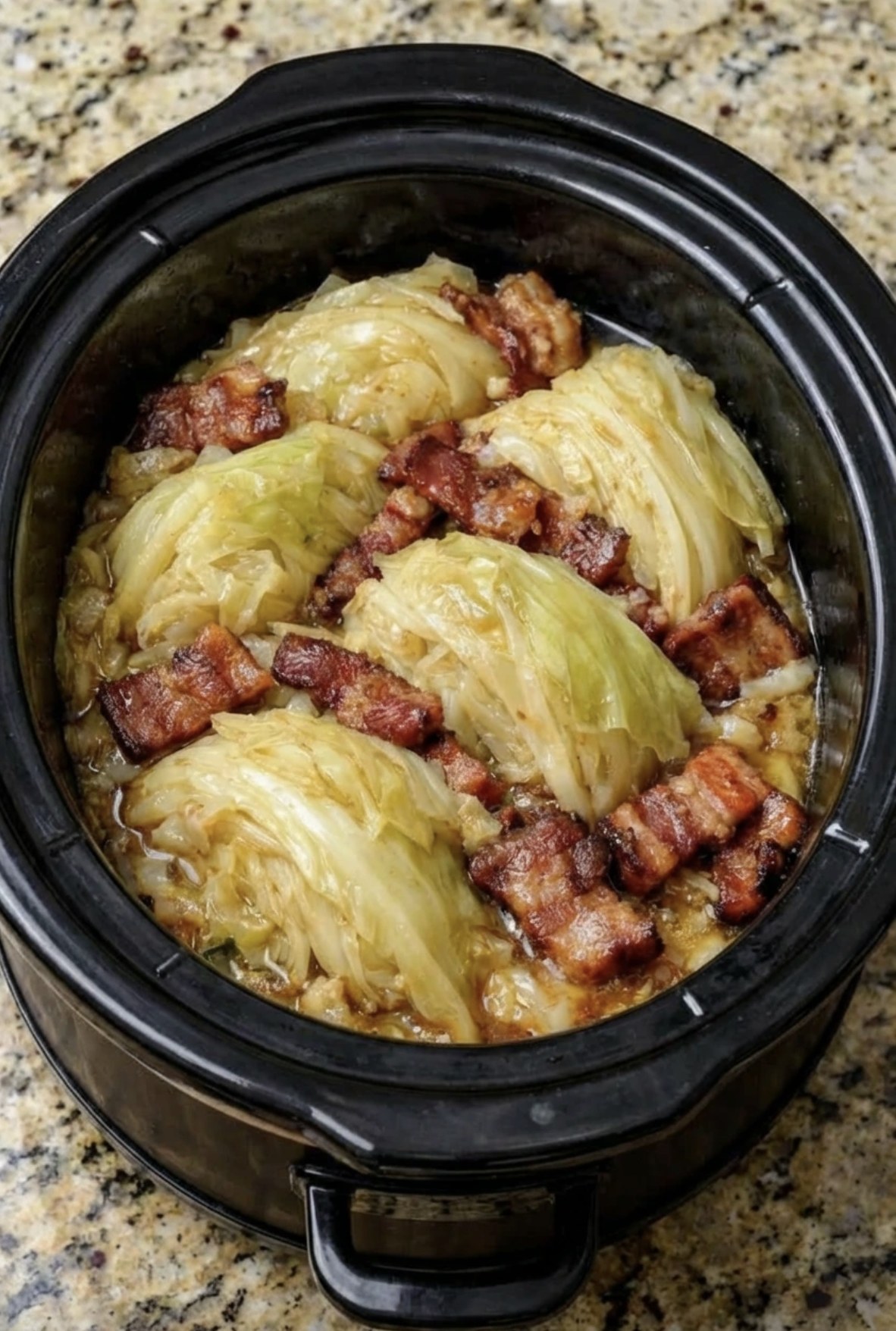 Slow Cooker Braised Cabbage and Bacon
