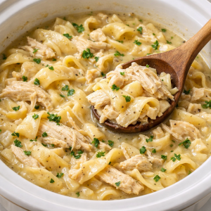 Slow Cooker Amish Chicken and Noodles