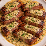 juicy Steak with Creamy Garlic Sauce