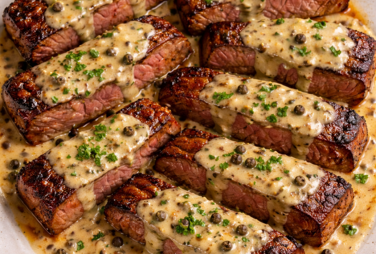 juicy Steak with Creamy Garlic Sauce
