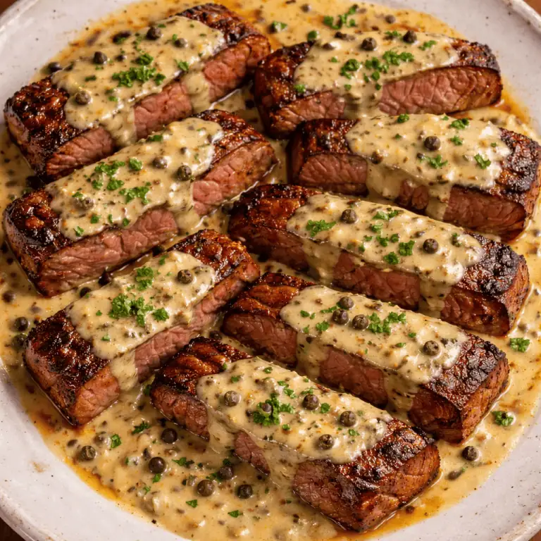 juicy Steak with Creamy Garlic Sauce
