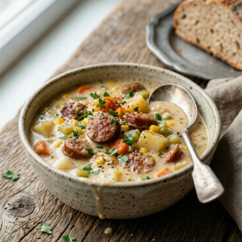Slow Cooker Amish Sausage Chowder