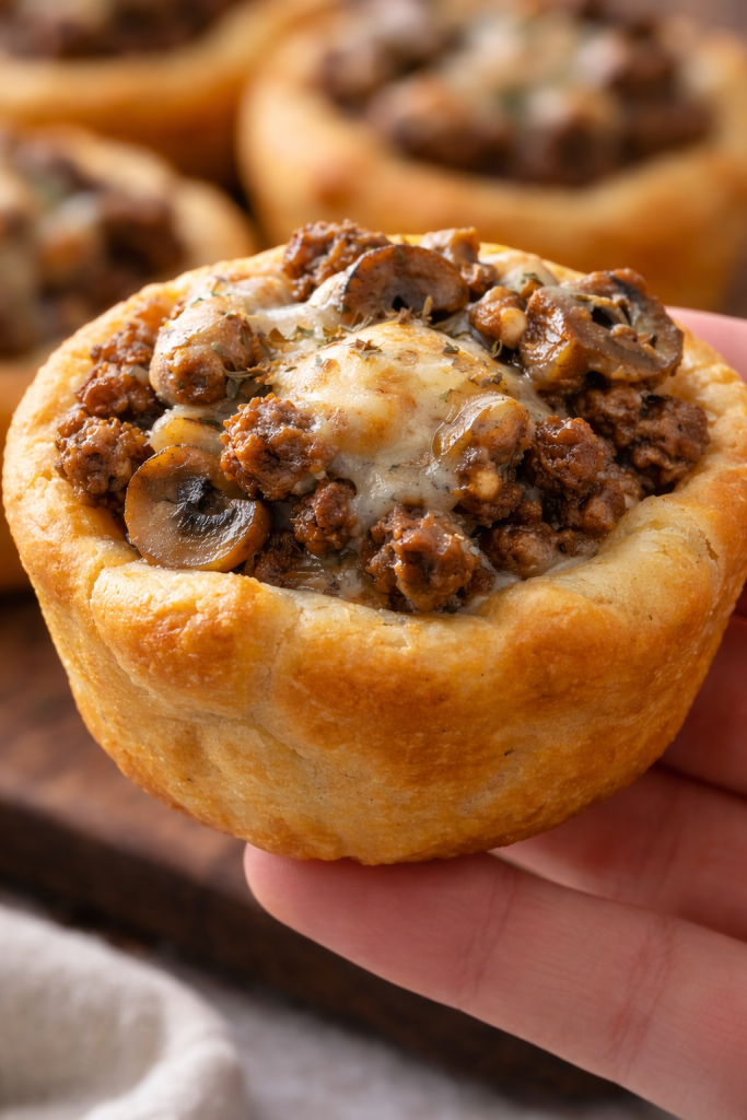 Beef and Mushroom Crescent Cups