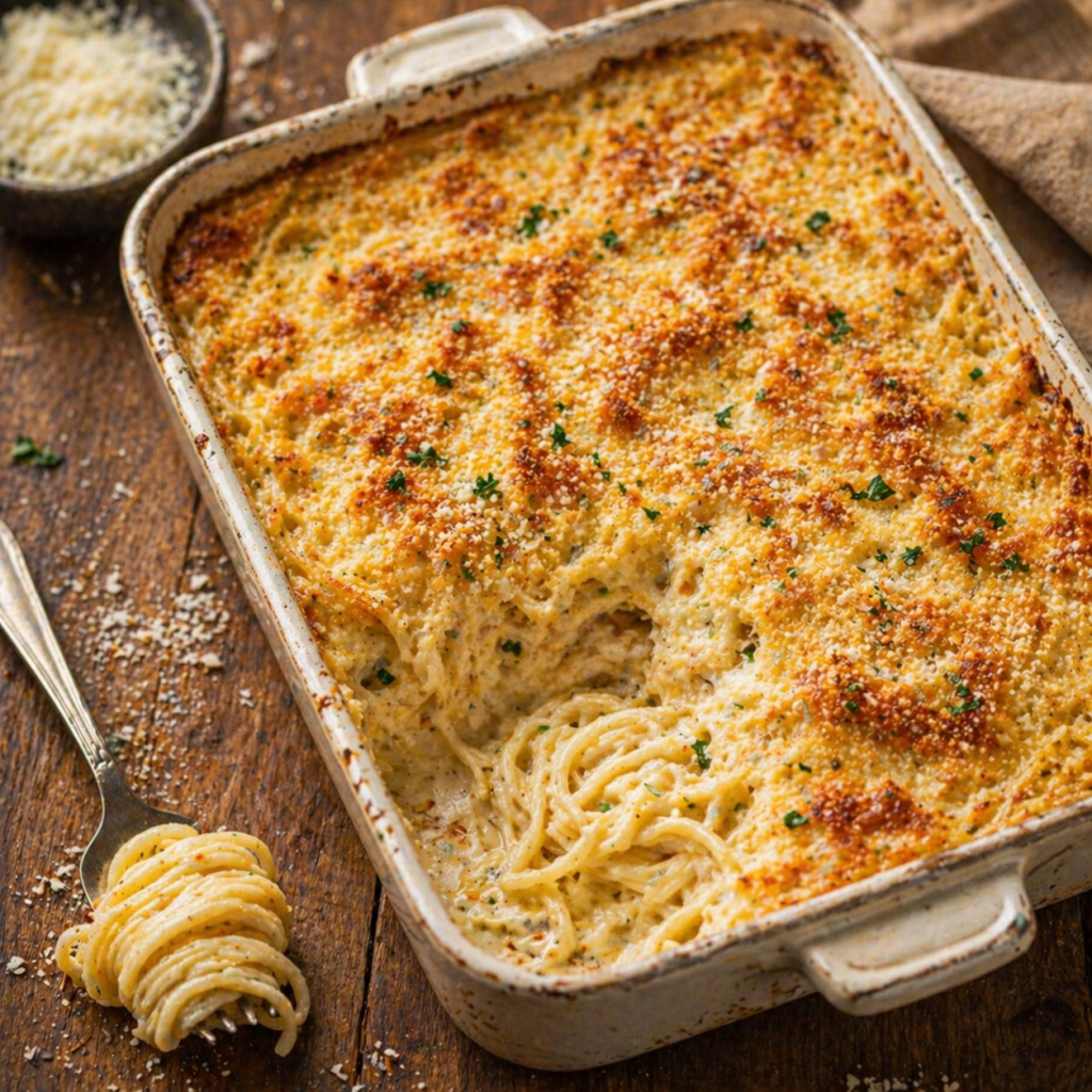 Baked Garlic Parmesan Noodles