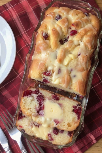 CRANBERRY ORANGE LOAF WITH SIMPLE GLAZE