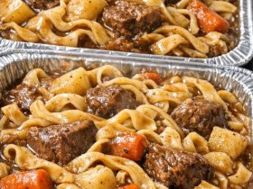 Slow Cooker 3-Ingredient Beef Stew Noodles