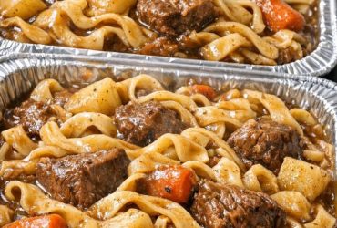Slow Cooker 3-Ingredient Beef Stew Noodles