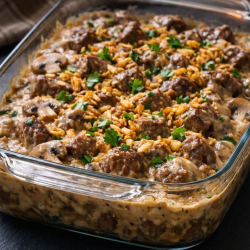 Baked Creamy Mushroom Beef