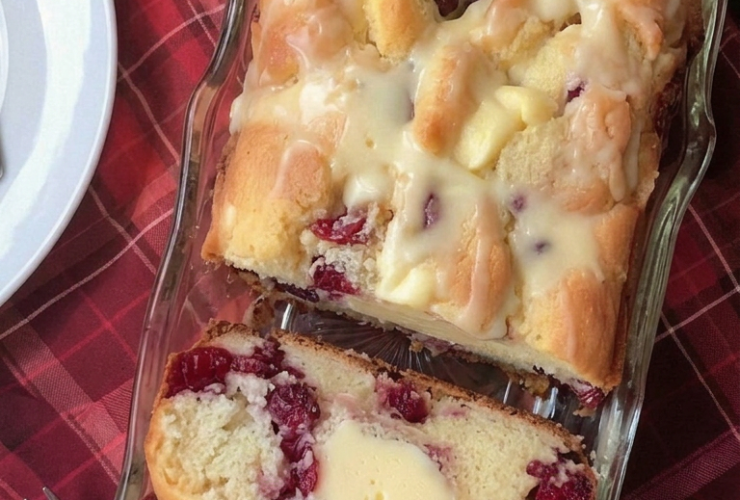 CRANBERRY ORANGE LOAF WITH SIMPLE GLAZE