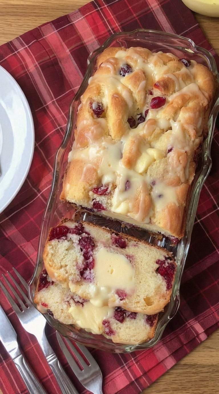 CRANBERRY ORANGE LOAF WITH SIMPLE GLAZE