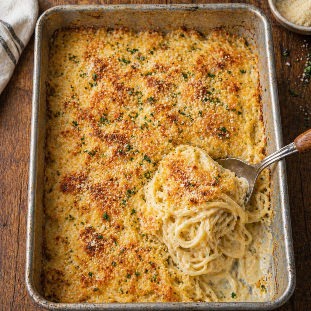 Baked Garlic Parmesan Noodles