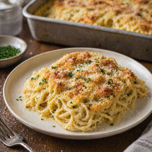 Baked Garlic Parmesan Noodles