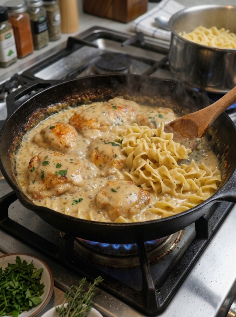 One-Pan Chicken with Buttered Noodles