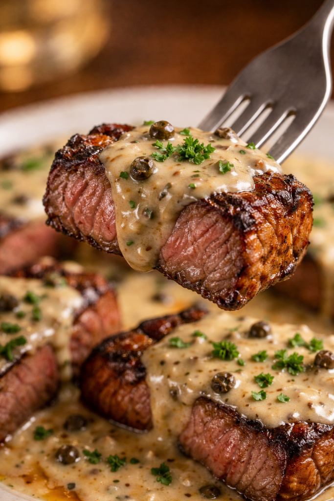 juicy Steak with Creamy Garlic Sauce