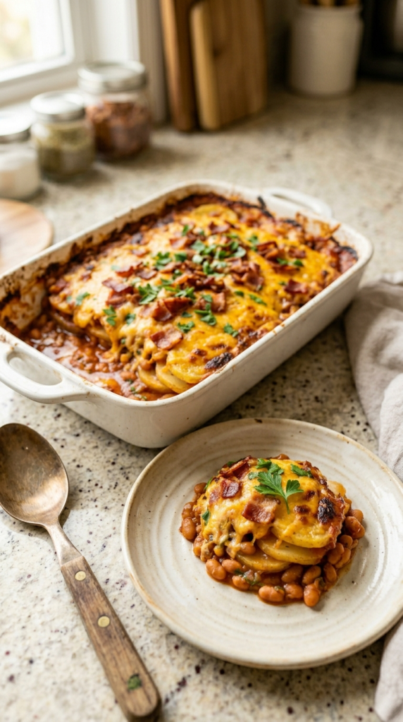 Amish Baked Bean Potato Casserole