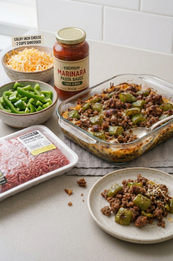 Oven-Baked 4-Ingredient Amish Beef and Bell Pepper Bake