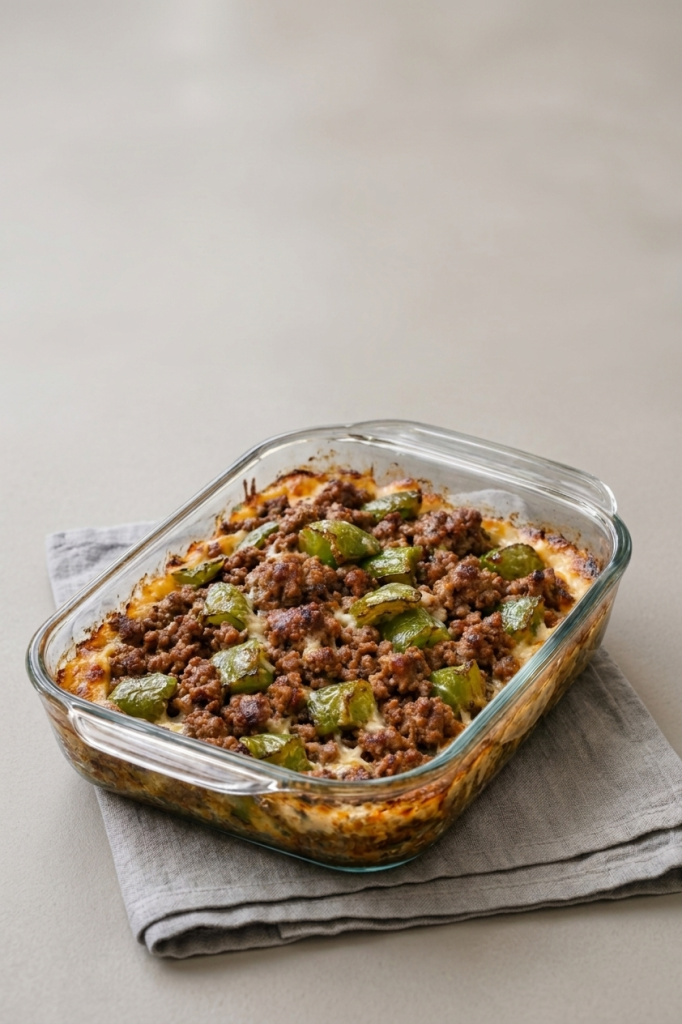 Oven-Baked 4-Ingredient Amish Beef and Bell Pepper Bake