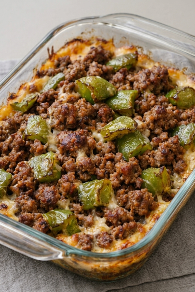 Oven-Baked 4-Ingredient Amish Beef and Bell Pepper Bake
